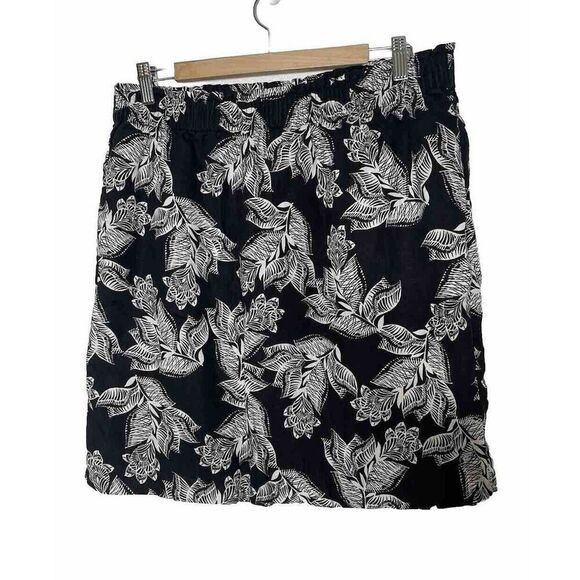 Sussan Skirt Size 16 100% Linen Black White Floral Tropical Pencil Straight - Picture 1 of 5